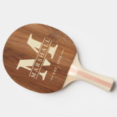 Raquette De Ping Pong Red Oak Wood Monogram & Name Overlay (Côté)