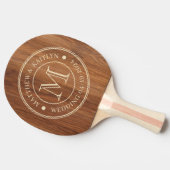 Raquette De Ping Pong Red Oak Wood Wedding Monogram (Côté)