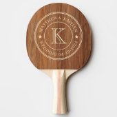 Raquette De Ping Pong Red Oak Wood Wedding Monogram Star (Dos)