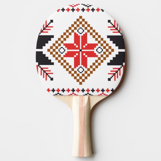 Raquette De Ping Pong Red Stars Diamonds Cross Stitch Custom (Dos)