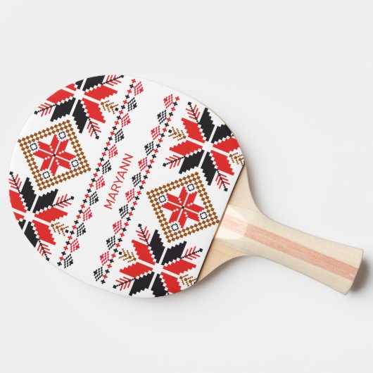 Raquette De Ping Pong Red Stars Diamonds Cross Stitch Custom (Côté)