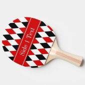 Raquette De Ping Pong Red What Black Harlequin Red Ribbon Nom Monogramme (Côté)