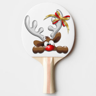 Raquette De Ping Pong Reindeer Puzzled drôle Caractère de Noël