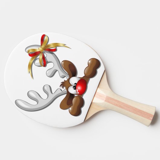 Raquette De Ping Pong Reindeer Puzzled drôle Caractère de Noël (Côté)