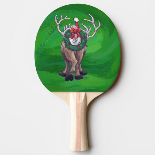 Raquette De Ping Pong Reindees Noël Sur Vert (Dos)