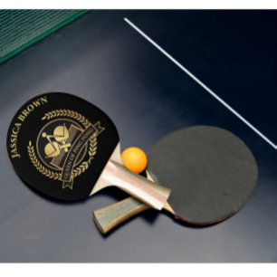Raquette De Ping Pong Reine De Ping Pong Nom Personnalisé   Couleur Doré