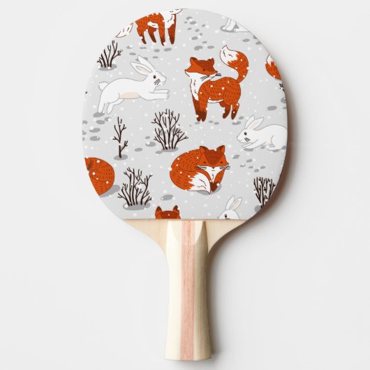 Raquette De Ping Pong Renards d'hiver Bunny Motif sans couture (Devant)