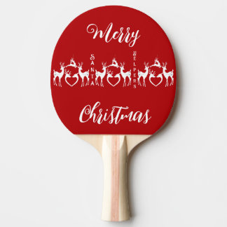Raquette De Ping Pong Rennes nordiques de Noël Blanc Père Noël Aide Roug