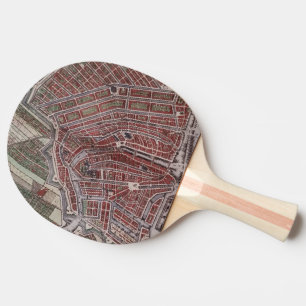 Raquette De Ping Pong Réplique carte de la ville d'Amsterdam 1652