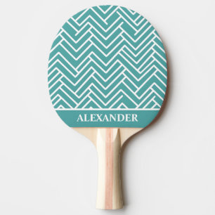 Raquette De Ping Pong Résumé Personnalisé Teal et Blanc