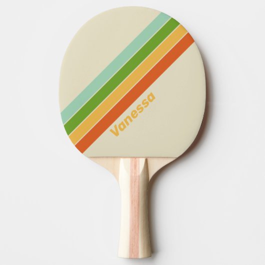 Raquette De Ping Pong Rétro ABC Rue Rayée avec Nom (Devant)