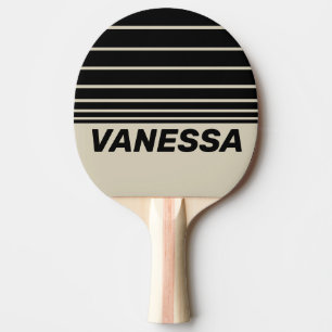 Raquette De Ping Pong Rétro Alabaster Trois Horizons Rayures avec Nom