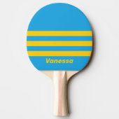 Raquette De Ping Pong Retro Aqua Reef Three Across Stripes with Name (Dos)