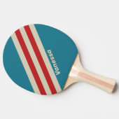 Raquette De Ping Pong Rétro Aqua Surf Rayures avec Nom (Côté)