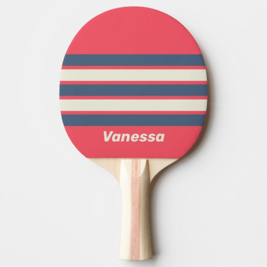 Raquette De Ping Pong Retro Beach Club Across Striping with Name (Devant)