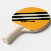 Raquette De Ping Pong Rétro Bumblebee Rayures Buzz avec nom (Devant Angle)