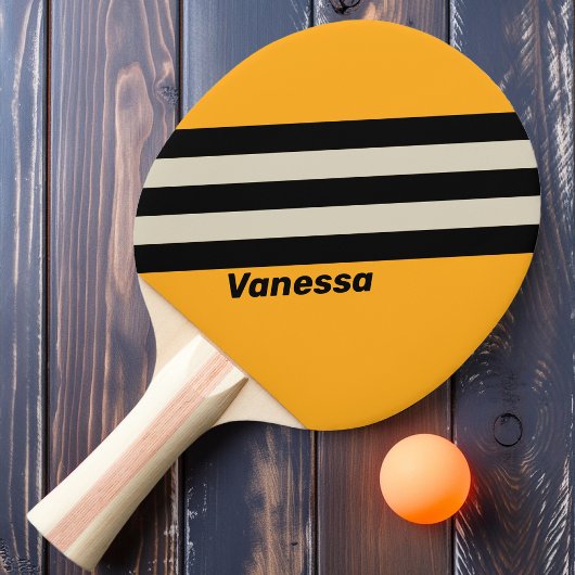 Raquette De Ping Pong Rétro Bumblebee Rayures Buzz avec nom