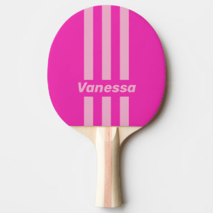 Raquette De Ping Pong Rétro Ciel Rose Trois Bandes avec Nom