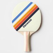 Raquette De Ping Pong Rétro cinq Rayures avec nom (Devant)