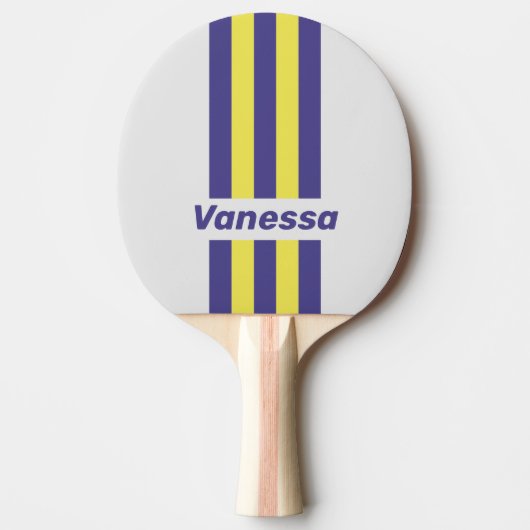 Raquette De Ping Pong Retro Electric Lemon Grape Pin Stripes with Name (Devant)