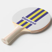 Raquette De Ping Pong Retro Electric Lemon Grape Pin Stripes with Name (Devant Angle)