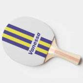 Raquette De Ping Pong Retro Electric Lemon Grape Pin Stripes with Name (Côté)