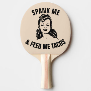 RAQUETTE DE PING PONG RÉTRO FEMME FAMILLE ESPAGNOLE ME NOURRIR TACOS