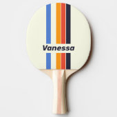 Raquette De Ping Pong Retro Five Pin Striped with Name (Dos)