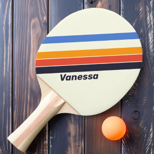 Raquette De Ping Pong Rétro Five rayé avec nom