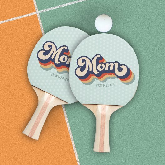 Raquette De Ping Pong Retro Maman Nom personnalisé Fête des mères