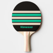 Raquette De Ping Pong Retro Midnight Mint Across Striping with Name (Dos)