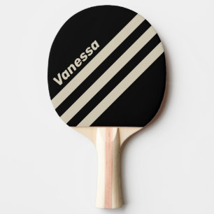 Raquette De Ping Pong Rétro Minuit Rayure à Trois Angles avec Nom