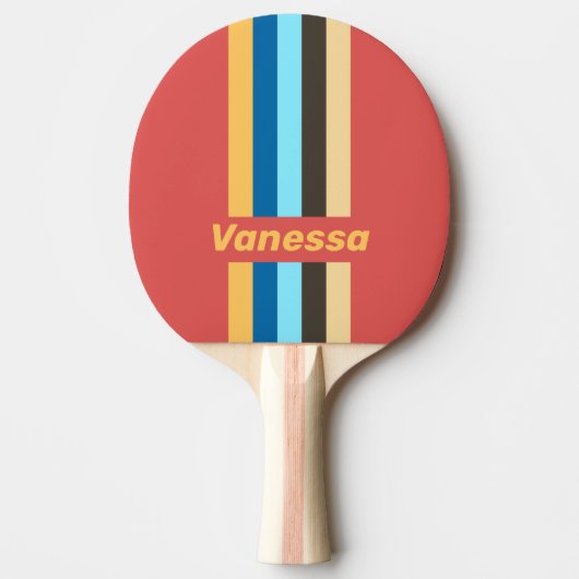 Raquette De Ping Pong Rétro Murmur Pin rayé avec nom (Devant)