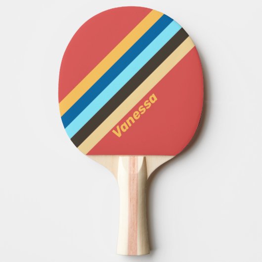 Raquette De Ping Pong Rétro Murmure Rayé avec Nom (Devant)