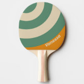 Raquette De Ping Pong Retro Orange Circle Stripe with Name (Dos)