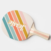 Raquette De Ping Pong Retro Pastel Rainbow Nom personnalisé (Côté)