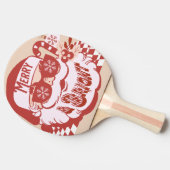 Raquette De Ping Pong Retro Père Noël Joyeux Noël rose (Côté)