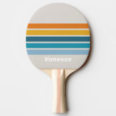 Raquette De Ping Pong Retro Rainbow Across Striping with Name (Dos)