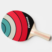 Raquette De Ping Pong Rétro Rayure de Cercle Arc-en-Ciel Caché avec Nom (Côté)