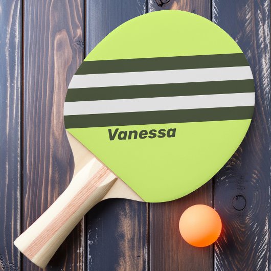 Raquette De Ping Pong Rétro Rayures Éclaircies avec Nom