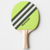 Raquette De Ping Pong Rétro Rayures Éclaircies avec Nom (Devant)