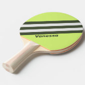Raquette De Ping Pong Rétro Rayures Éclaircies avec Nom (Devant Angle)