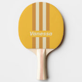 Raquette De Ping Pong Rétro Rayures Jaune Moutarde avec Nom (Dos)