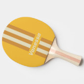 Raquette De Ping Pong Rétro Rayures Jaune Moutarde avec Nom (Côté)