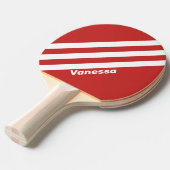 Raquette De Ping Pong Retro Red Trois bandes avec nom (Devant Angle)