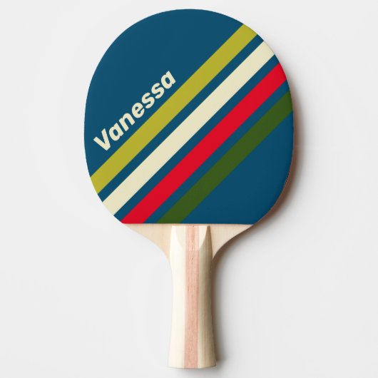 Raquette De Ping Pong Retro Rugby Angled Striping with Name (Devant)
