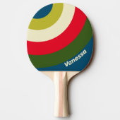 Raquette De Ping Pong Retro Rugby Circle Stripe with Name (Dos)