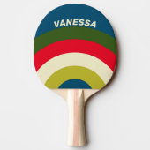 Raquette De Ping Pong Retro Rugby Rising Stripe with Name (Dos)