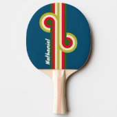 Raquette De Ping Pong Retro Rugby Stripe Loop with Name (Dos)