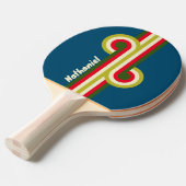 Raquette De Ping Pong Retro Rugby Stripe Loop with Name (Devant Angle)
